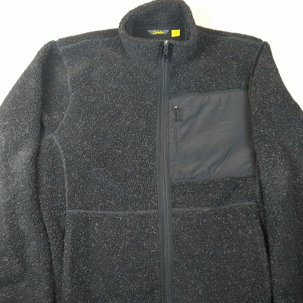 Cabelas Fleece Jacket Mens XL Full Zip Long Sleeve Outdoor Zippered Chest Pocket